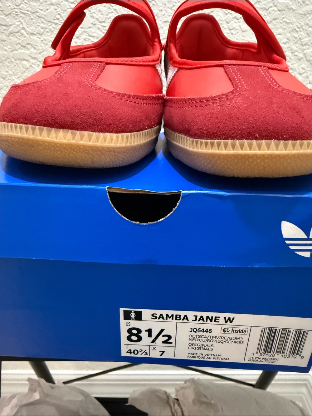 Adidas Samba Jane-Red Mary Jane Sneakers with White Stripes - Picture 2 of 8
